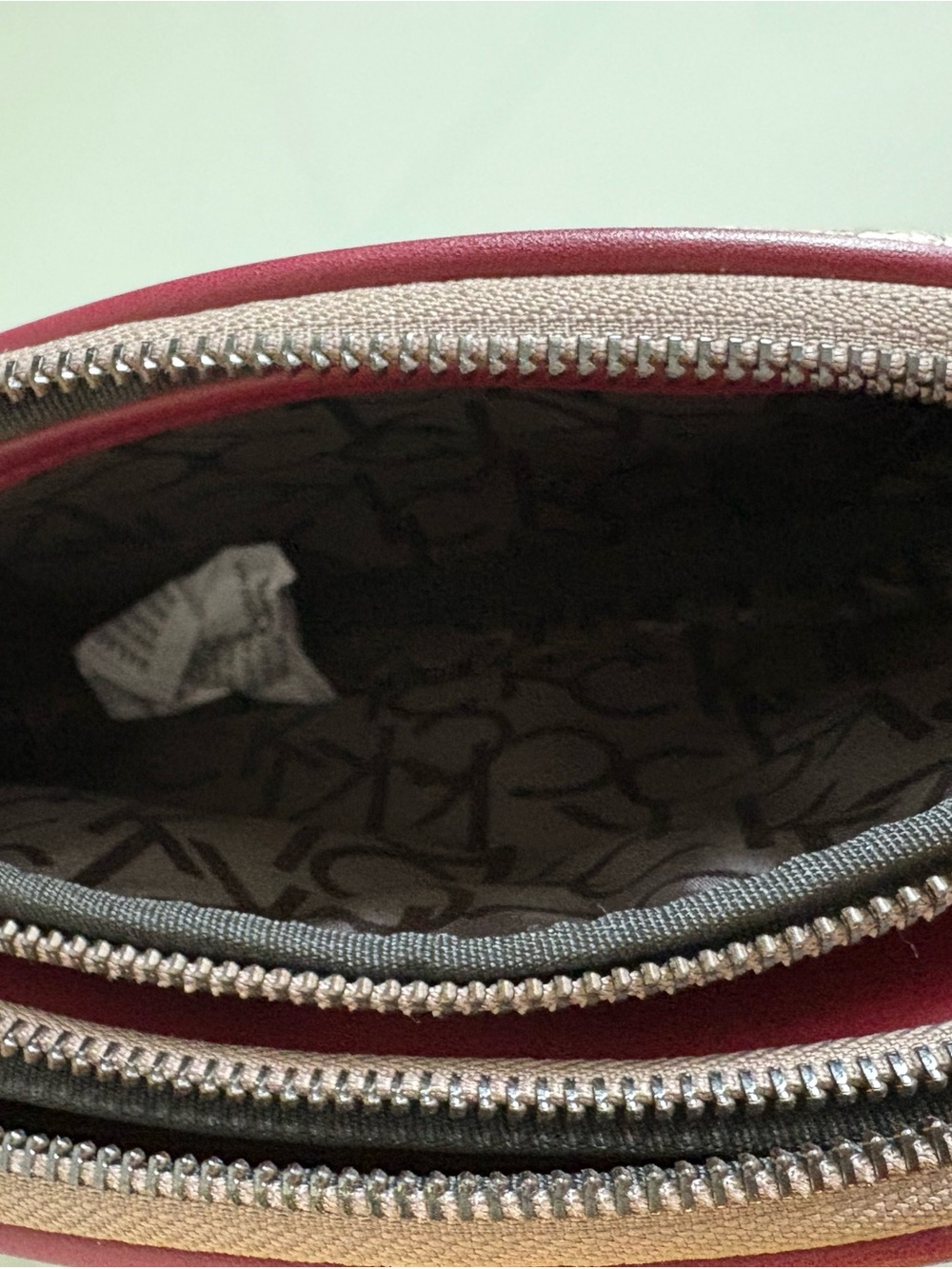 Calvin Klein Cream Monogram Crossbody with Red Trim - Picture 7 of 11